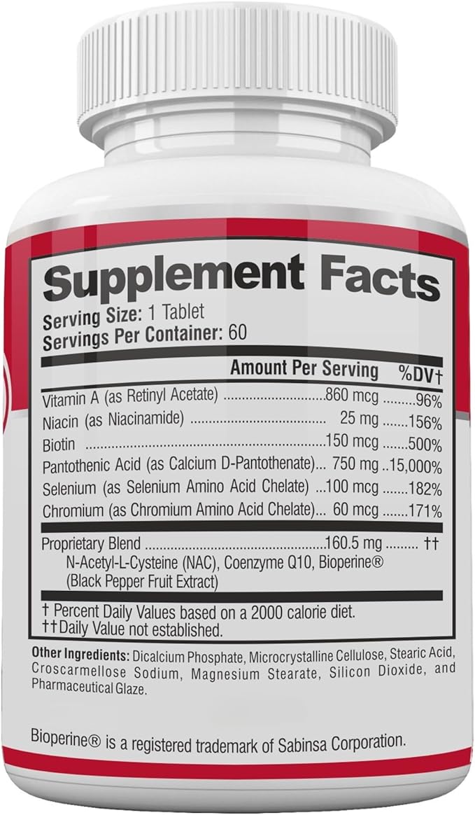 Acnetame Acne Pills- Vitamin Supplements for Acne Treatment- Natural Clear Skin from Hormonal Cystic Pimples- Oily Skin Vitamins Pill for Women, Teen, Men, & Adults 60 Tablets