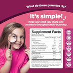 Phytoral Vegan Kids Focus Gummies - Potent Chewable Brain Support for Children - Enhances Concentration & Memory - Calming Supplements & Focus Gummies for Kids - Non-GMO & Gluten-Free - 120 Count