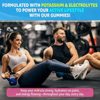 Potassium Citrate Gummies 1666mg for Adults - Potassium Supplement, Magnesium Glycinate, Zinc, B6, B12 & C – Electrolyte Gummies for Energy, Recovery & Leg Cramps, Vegan 120 Cts