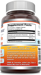 Amazing Formulas Quercetin 250 Mg & Berberine 250 Mg | Veggie Capsules Supplement | Non-GMO | Gluten-Free | Made in USA (1 Pack | 90 Count)