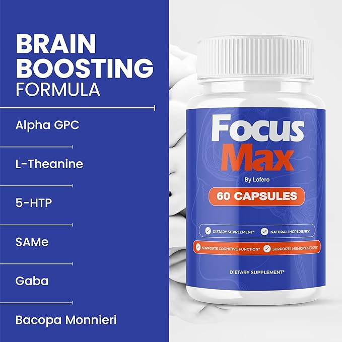 (3 Pack) Focus Max Capsules, FocusMax Brain Supplement Pills Advanced Maximum Strength Formula for Mental Clarity, Attention, Sharp Memory, Calm Mind Mood, Health & Wellness Support Capsulas (180 ct)