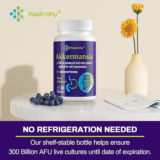 300 Billion AFU Akkermansia Probiotic for Women & Men, Akkermansia Muciniphila for More Akkermansia Production, Digestive, Gut & Immune, Gut Digestive Lining Function, 120 Count