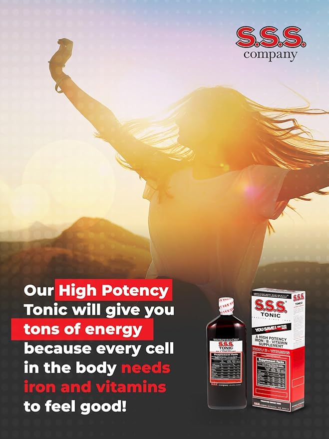 S.S.S. Tonic – High Potency Iron Supplement with B1, B2, B3 Vitamins – 20 fl oz Liquid Formula for Energy, Vitality & Wellness – Easy-to-Take, Iron-Rich, Made in USA, for Women & Men