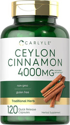 Carlyle Ceylon Cinnamon Capsules | 120 Count | Non-GMO & Gluten Free Supplement