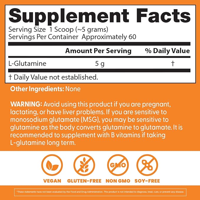 Doctors Best Pure L Glutamine Powder Supplement for Men & Women - L-Glutamine 5g Per Serving, Amino Acid Support, Supports Muscle Mass & Strength, Non-GMO, Gluten Free, Soy Free, Vegan - 10.6 oz