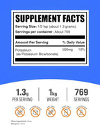 BulkSupplements.com Potassium Bicarbonate Powder - Potassium Bicarbonate Food Grade, Mineral Supplement - Gluten Free, 1.3g per Serving, 1kg (2.2 lbs) (Pack of 1)