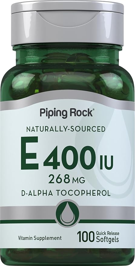 Piping Rock Vitamin E 400 IU Softgel Capsules | 268mg | 100 Pills | D-Alpha Tocopherol | Non-GMO, Gluten Free Supplement