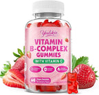 Vitamin B-Complex Gummies for Women & Men, Methyl B12, B1, B2, B3, B5, B6, B7 & B9 - Vitamin B Complex with Vitamin C Supports Energy & Immune Function, Strawberry Flavor, 60 Count