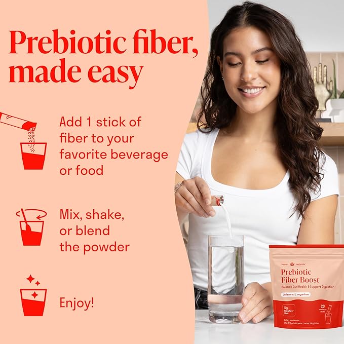 Prebiotic Fiber Powder - Unflavored & Sugar Free | 20 Sticks / Servings | Fiber Supplement to Support Digestive Regularity, Gut Health, Bloating & Immune Support - Soluble Prebiotic Powder Daily