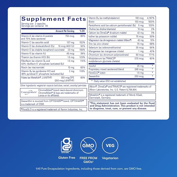 Pure Encapsulations Junior Nutrients - Kids & Teens Multivitamin - Without Iron - with Calcium, Vitamin D3 & Vitamin C - Non-GMO & Vegetarian - 120 Capsules