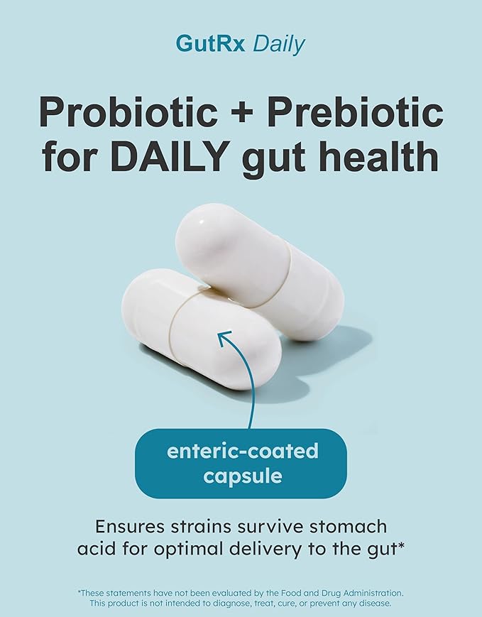 Daily Probiotics for Women & Men with Bifidobacterium Longum & Prebiotics for Gut Health, Gluten Free Probiotics for Digestive Health – 61 Billion CFU, 30 Ct Enteric Coated Capsules