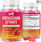 Potassium Citrate Gummies 1000mg, Potassium Supplement for Adults Women & Men, Support Leg Cramps & Muscle Health, 60 Count