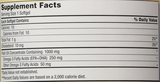 Kirkland Signature Omega-3 Fish Oil Concentrate, 800 Softgels, 1000 mg Fish Oil with 30% Omega-3s (300 mg)