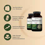 NatureBell Berberine Supplement 1,500mg with Ceylon Cinnamon & Turmeric Root, 480 Veggie Capsules (2 Pack) | 97% Pure Berberine HCL | Supports Balanced Sugar Levels & Heart Health | Vegan, Non-GMO