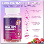 Hair Vitamins Gummies with Biotin 5000 mcg per Serving - Hair Growth Support with Vitamins E & C for Thicker, Stronger & Beautiful Hair - Hair Skin and Nails Vitamin, Gluten Free - 60 Gummies