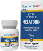 Superior Source Extra Strength Melatonin - Melatonin Supplement for Adults - Natural Sleep & Relaxation Support Formula - 25 mg, Instant Dissolve Tablets
