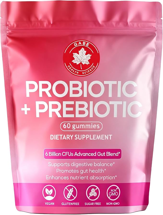 Sugar Free Probiotic Prebiotic Gummy, Probiotics Gummies for Women Men with Immune, Gut & Digestive Support, Vegan, Jasmine Grapefruit Flavor 60 Counts