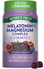 Nature's Truth Melatonin with Magnesium Gummies | 60 Count | Plus L-Theanine | Blueberry Pomegranate Flavor | Vegan, Non-GMO & Gluten Free Supplement