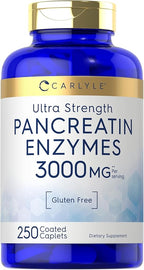 Carlyle Pancreatin Digestive Enzymes | 250 Caplets | with Protease, Amylase & Lipase | High Strength | Non-GMO, Gluten Free Supplement