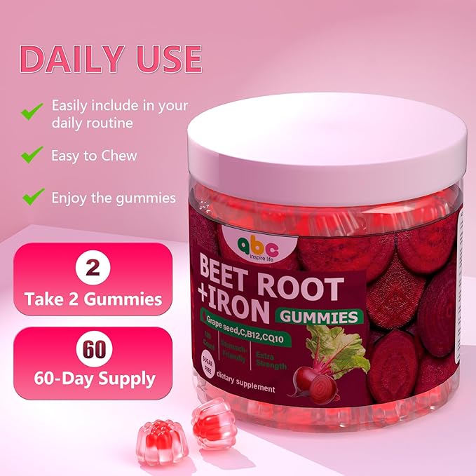 Beet Root Gummies – Natural Beetroot Supplement for Daily Wellness & Energy Support – Vegan, Halal,Sugar Free, Pectin-Based Gummy Vitamins with Natural Peach Flavor – 120 Gummies