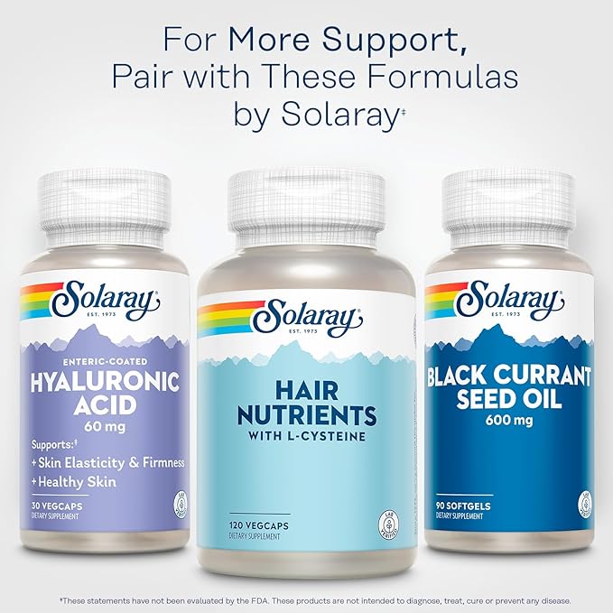 SOLARAY Hyaluronic Acid Triple Strength - Skin Elasticity and Firmness Support - Plus Vitamin C - Lab Verified, 60 Day Money-Back Guarantee, 30 Servings, 30 VegCaps