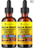 Organic Maca Root Liquid Drops with Ashwagandha, Nettle, Fenugreek, Beet Root and L-Arginine Liquid Multivitamin for Women and Men - 4oz