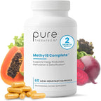 Methyl B Complete - 60 Vegetable Capsules | Optimal Methylation Support Supplement with Quatrefolic 5-MTHF (Active folate), Methylcobalamin (Active B12), B2, B6, and TMG | Pharmaceutical Grade