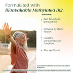 MegaFood Methyl B12 - Vegan - Includes Methyl Folate, Vitamin B12 & B6 - Supports Cellular Energy Production, Nervous System Health & Cardiovascular Function - 90 Tablets