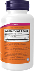 NOW Supplements, Inositol 500 mg, Healthy Membrane Function*, Cellular Health*, 100 Veg Capsules