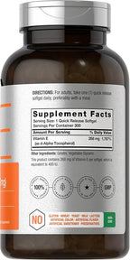 Horbäach Vitamin E Softgel Capsules | 400 iu | 268mg | 300 Count | Non-GMO and Gluten Free Naturally-Sourced Formula | D-Alpha Tocopherol