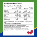 Eye Vitamin and Mineral Supplement Vision Support 120 Vegan Soft Gels, Contains Lutein, Zeaxanthin, Vitamin C & E, Zinc, Copper, Eye Health Supplements for Adults, 1 Pack