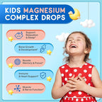 Magnesium for Kids, Kids Magnesium Glycinate Liquid Drops with Calcium, Zinc, L-Theanine, Vitamin D3 K2, C for Sleep, Relaxation, Calm, Focus, Brain,Mood, Bones & Muscles - Strawberry Flavor 2 Pack