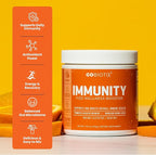 GOBIOTIX Vitamin C - Immune Defense Support Supplement - Immunity Powder Wellness Booster - Vegan Superfood - Elderberry, Turmeric, B12 Vitamin Supplement, Non-GMO and Sugar Free (Orange)