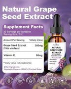 L-Lysine 1000mg Liquid Drops, L-Lysine Supplement for Essential Amino Acid Supplement for Lips & Oral Health & Collagen Formation Support, Natural Grape Seed Extract Drops-300 mg Grape Seed Extract L