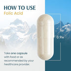 Vykee Nutrition Folic Acid Capsules - Supports Body Processes, Prenatal Health and Energy - Vitamin B9 Supplement for Women - Vegan, Non-GMO, Gluten Free - 1100 mcg, 120 Count