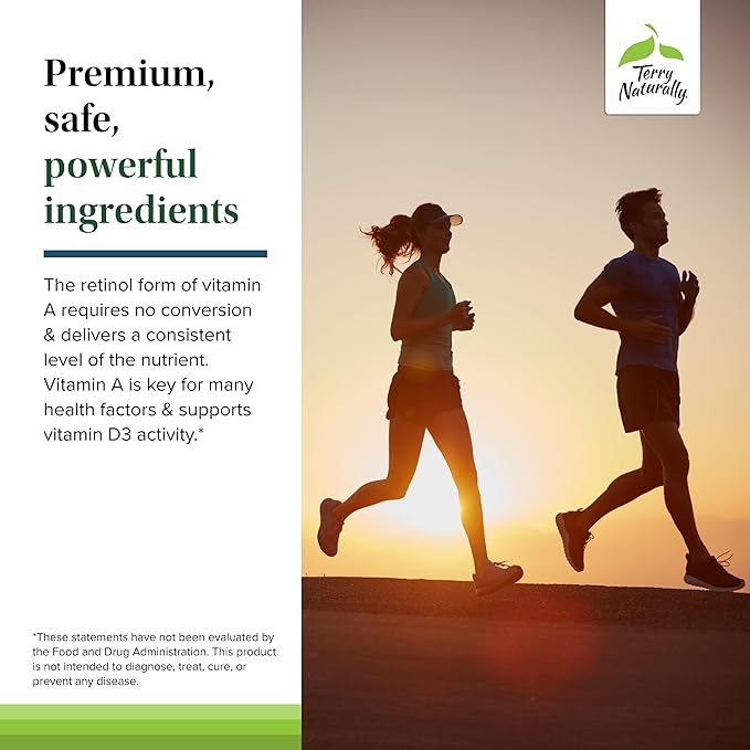 Terry Naturally A•D3•K2 - Healthy Supplement for Immune Support, Heart Health & Bone Support - Supplement for Strong Bones & Healthy Heart - Includes Vitamins A, D3 & K2-60 Softgels (60 Servings)