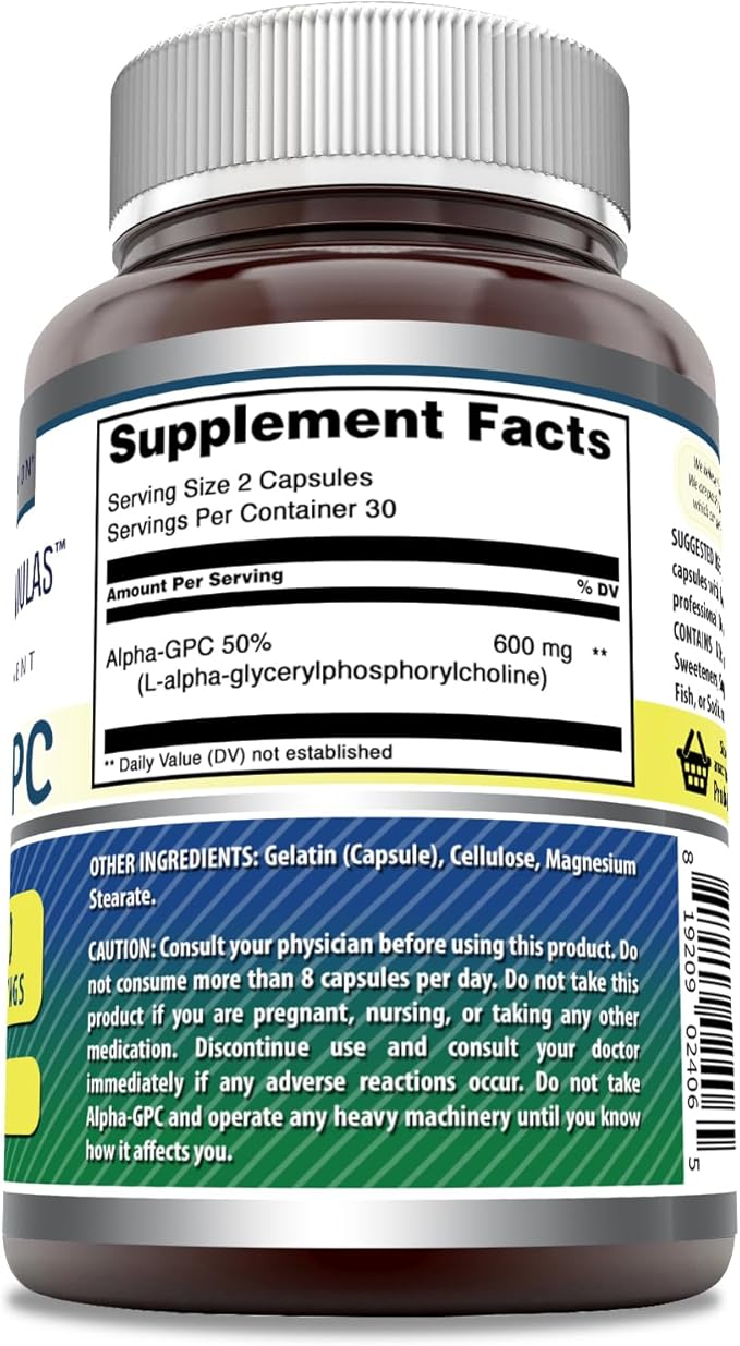 Amazing Formulas Alpha GPC Supplement | 600 Mg Per Serving | 60 Capsules | Non-GMO | Gluten Free | Made in USA