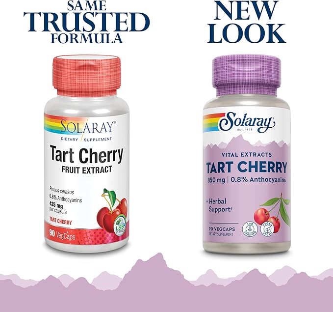Solaray Tart Cherry Fruit Extract 850 mg - Tart Cherry Supplement with Antioxidants, Fruit Juice Extract with Flavonoids - 90 VegCaps