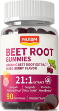 Organic Beet Root Gummies, Mixed Berry Flavor Supplements,Natural Extract, 21:1 Concentrate, Sugar Free Chews, Energy, Vitality & Performance Support, Beetroot Gummies