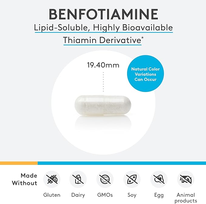 XYMOGEN Benfotiamine 300 mg - Bioavailable Thiamine B1 Derivative for Cellular Metabolic & Nerve Support* - Non-GMO, Gluten-Free, Vegan - 120 Capsules