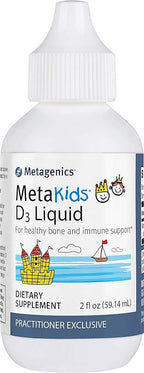 Metagenics MetaKids Vitamin D3 1000 IU Liquid Drops - Supports Bone, Teeth & Immune Health* - High-Absorption, Unflavored Vitamin D3 for Kids* - Non-GMO, Gluten-Free - 2 fl oz (2,275 Servings)