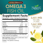 Omega 3 Fish Oil Supplements - 2400mg Fish Oil Per Serving - Triple Strength Omega-3 with Fatty Acids EPA & DHA - Natural Heart, Brain & Immune Support - Wild Caught, Bottled in USA - 120 Softgels