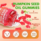 Pumpkin Seed Oil Gummies with Saw Palmetto, Organic Pumpkin Seed Oil Supplement for Hair Growth & Skin Health, High Pure Extract for Women Men, Raspberry Flavor, 60 Count