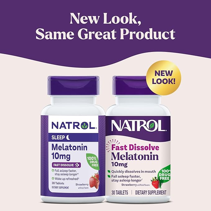 Natrol Melatonin 10mg Fast Dissolve Tablets - Strawberry Flavor, 30 Count, Sleep Support, Fast Dissolve Melatonin for Adults, 30-Day Supply