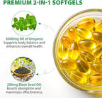 WHLH & WELL-BEING Oil of Oregano with Black Seed Oil Softgels, Oregano Oil Capsules, Non-GMO, Gluten Free, 240