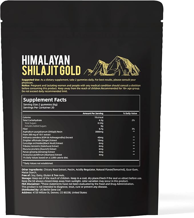 VivoNu Shilajit* Gummies,Pure Himalayan* micronutrient Supplement, Himalayan Premium Ingredient with Shilajit, Ashwagandha, Gokshura, Fulvic Acid & 85+ Trace Minerals I for Men & Women (3000MG/2 Bag)