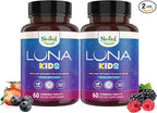 Nested Naturals Luna Kids Sugar-Free Sleep Aid Tablets for Children 4+ - Naturally Sourced Ingredients - Herbal Sleep Supplement with Chamomile, Melatonin, Valerian & Lemon Balm - 120 Chewable Tablets