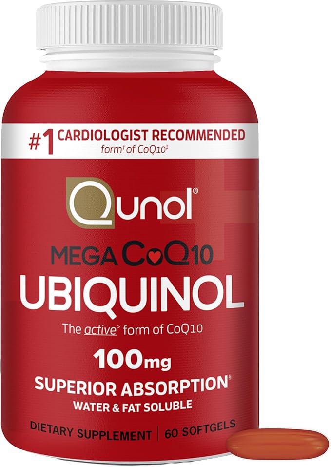 Qunol Ubiquinol CoQ10 100mg Softgels, Qunol Mega Ubiquinol 100mg - Superior Absorption - Active form of Coenzyme Q10 for Heart Health - 2 Month Supply - 60 Count
