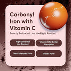 WeightWorld Iron Supplement 65mg - with Vitamin C 125mg - 180 Tablets (6 Months Supply) - Gentle Carbonyl Iron Supplement for Women & Men - Energy Booster & Blood Heath - Vegan, Non-GMO & Gluten-Free