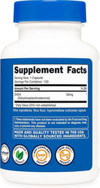 Nutricost DHEA 50mg, 120 Capsules - Gluten Free, Soy Free, Non-GMO, Supplement